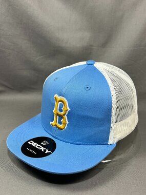 Decky Boston Youth Trucker Hat Letter B Blue White Mesh Souvenir Snapback Cap